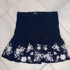 JCREW Navy Skirt with white embroidered flowers